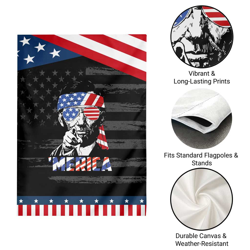 Funny Lincoln 4th Of July Merica Garden Flag Abe American Flag