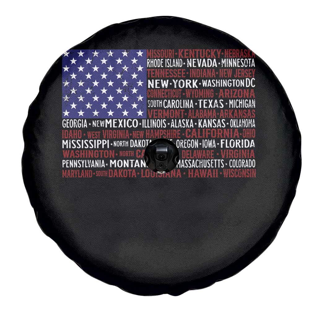 Vintage American Flag Spare Tire Cover With States 4th Of July - Wonder Print Shop
