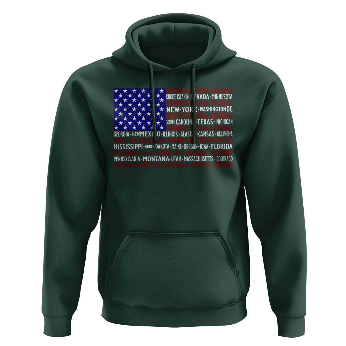 Vintage American Flag Hoodie With States 4th Of July - Wonder Print Shop