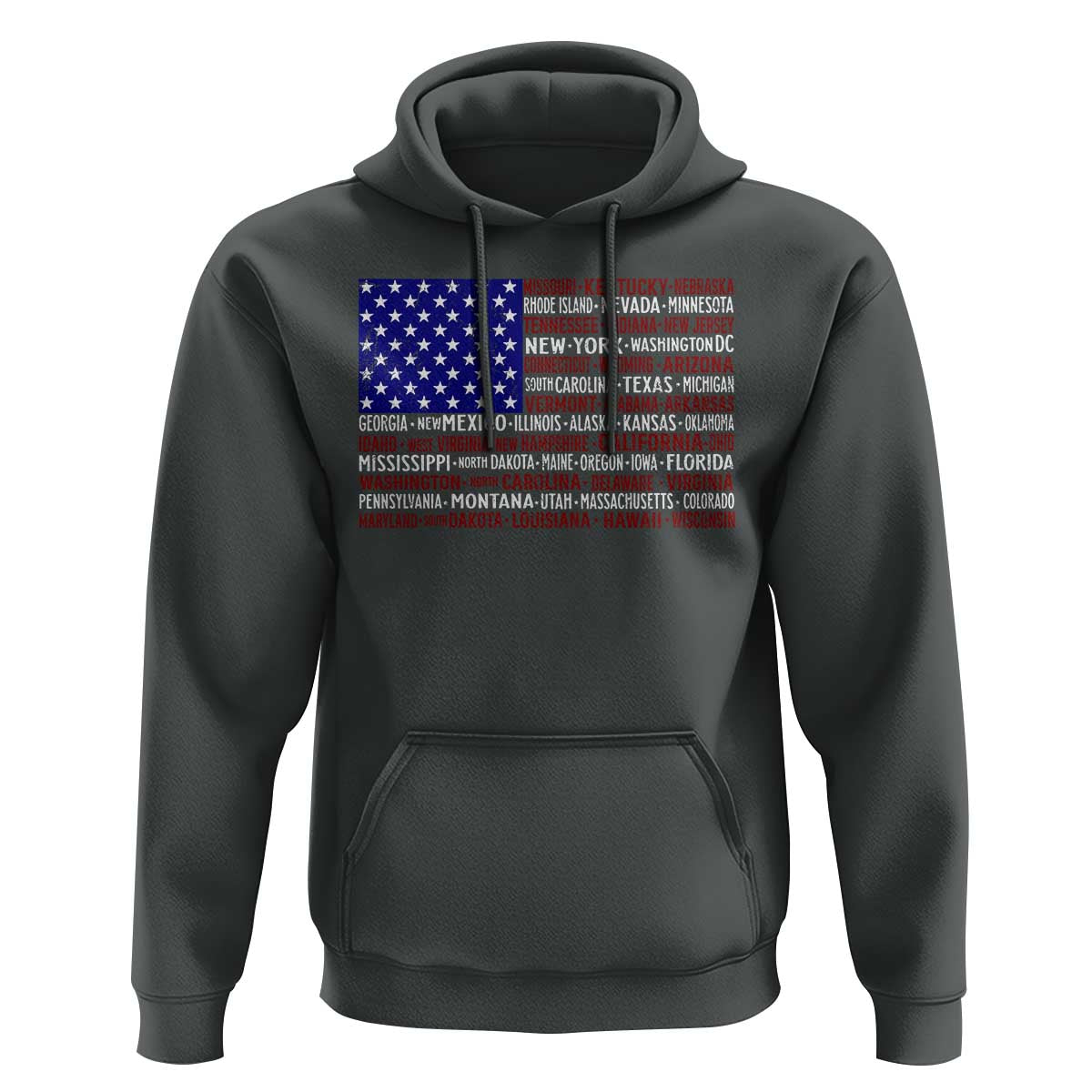 Vintage American Flag Hoodie With States 4th Of July - Wonder Print Shop