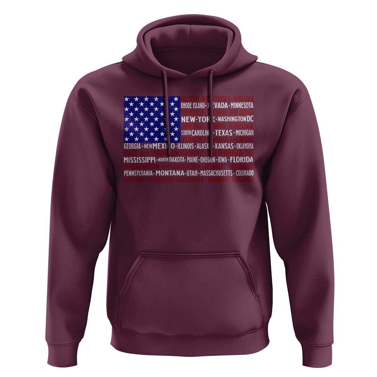 Vintage American Flag Hoodie With States 4th Of July - Wonder Print Shop