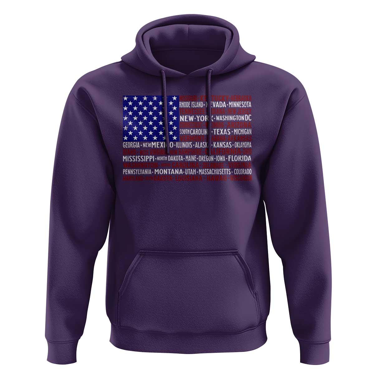 Vintage American Flag Hoodie With States 4th Of July - Wonder Print Shop