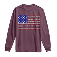 Vintage American Flag Long Sleeve Shirt With States 4th Of July - Wonder Print Shop