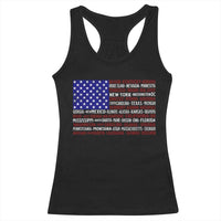 Vintage American Flag Racerback Tank Top With States 4th Of July - Wonder Print Shop