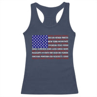 Vintage American Flag Racerback Tank Top With States 4th Of July - Wonder Print Shop