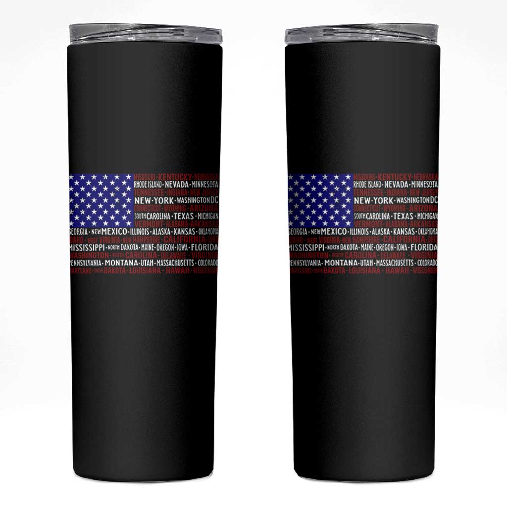 Vintage American Flag Skinny Tumbler With States 4th Of July - Wonder Print Shop
