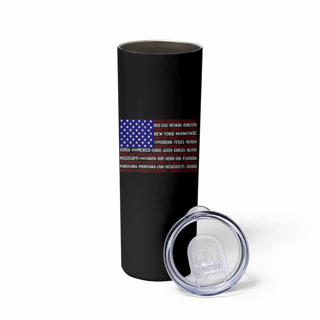 Vintage American Flag Skinny Tumbler With States 4th Of July - Wonder Print Shop