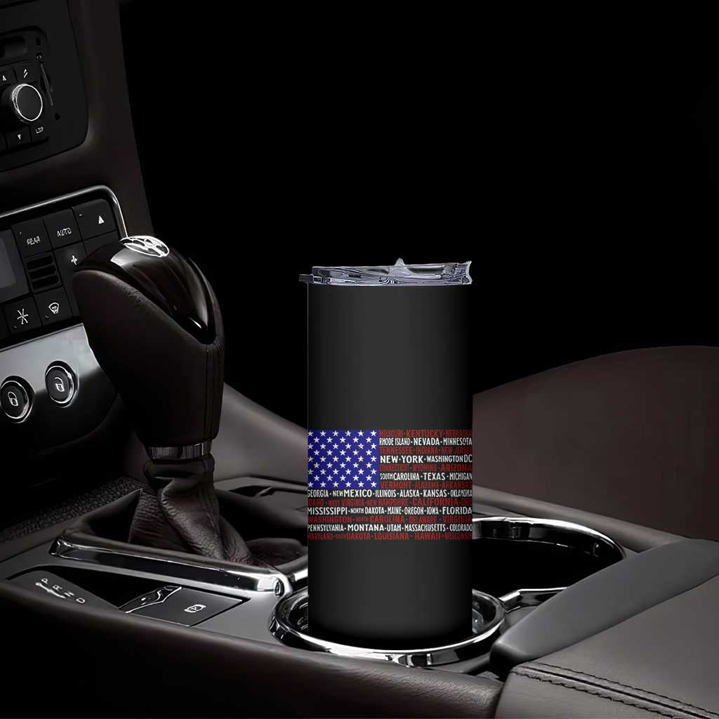Vintage American Flag Skinny Tumbler With States 4th Of July - Wonder Print Shop
