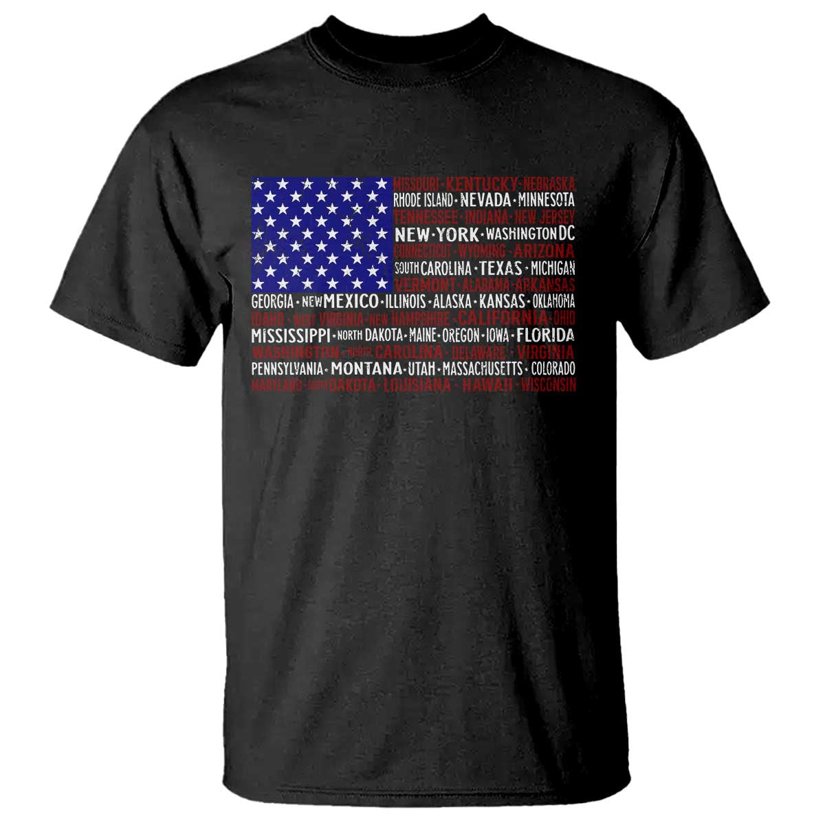 Vintage American Flag T Shirt With States 4th Of July - Wonder Print Shop