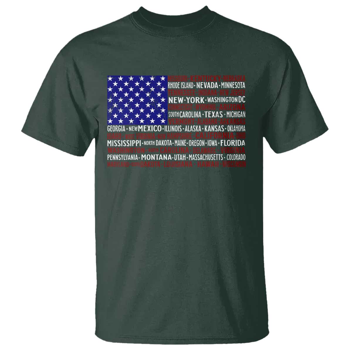 Vintage American Flag T Shirt With States 4th Of July - Wonder Print Shop