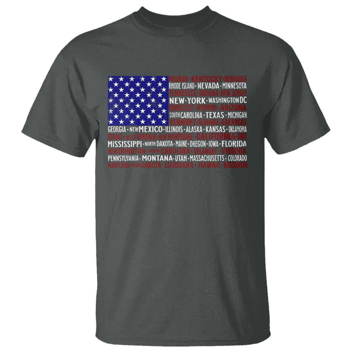 Vintage American Flag T Shirt With States 4th Of July - Wonder Print Shop