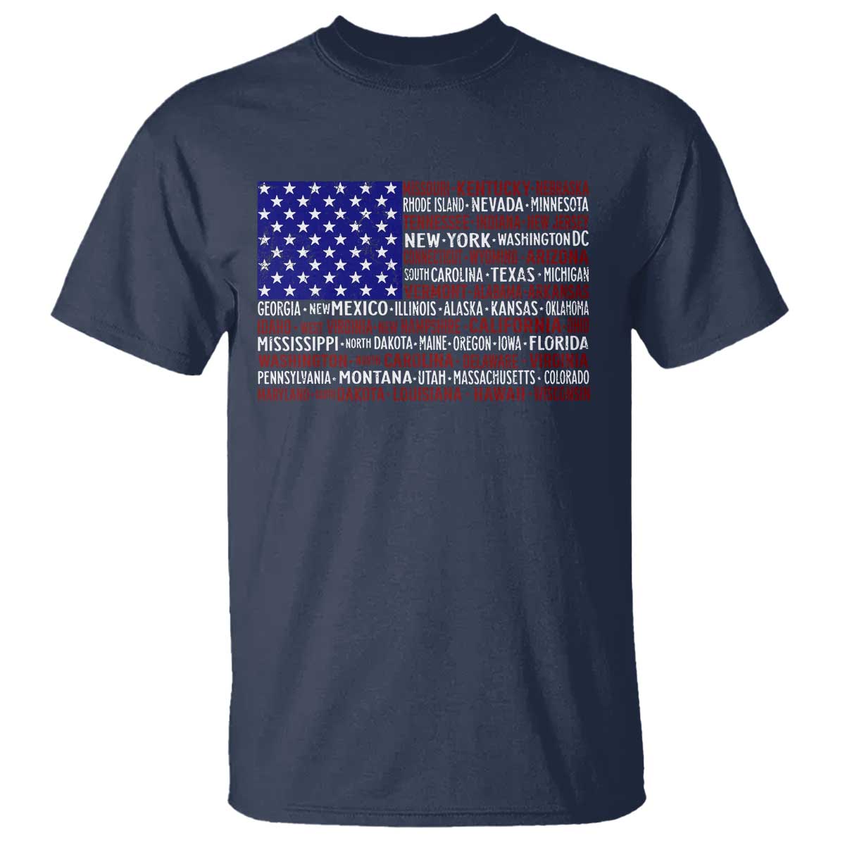 Vintage American Flag T Shirt With States 4th Of July - Wonder Print Shop