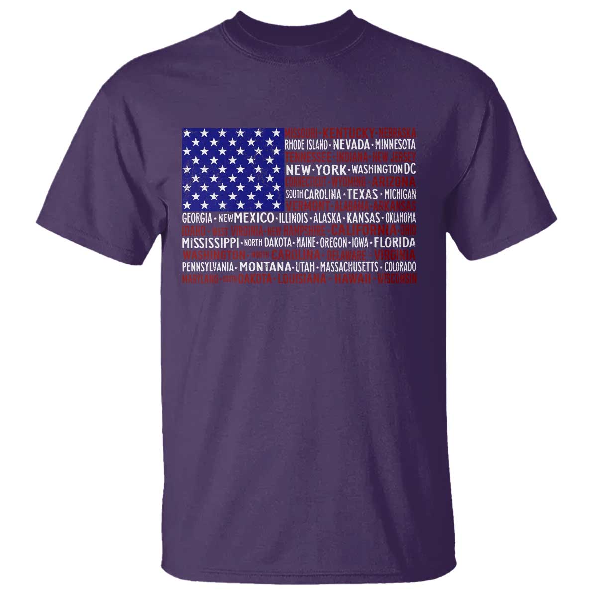 Vintage American Flag T Shirt With States 4th Of July - Wonder Print Shop