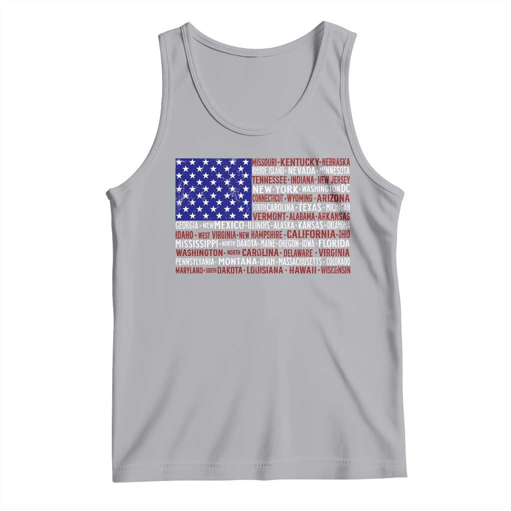 Vintage American Flag Tank Top With States 4th Of July - Wonder Print Shop
