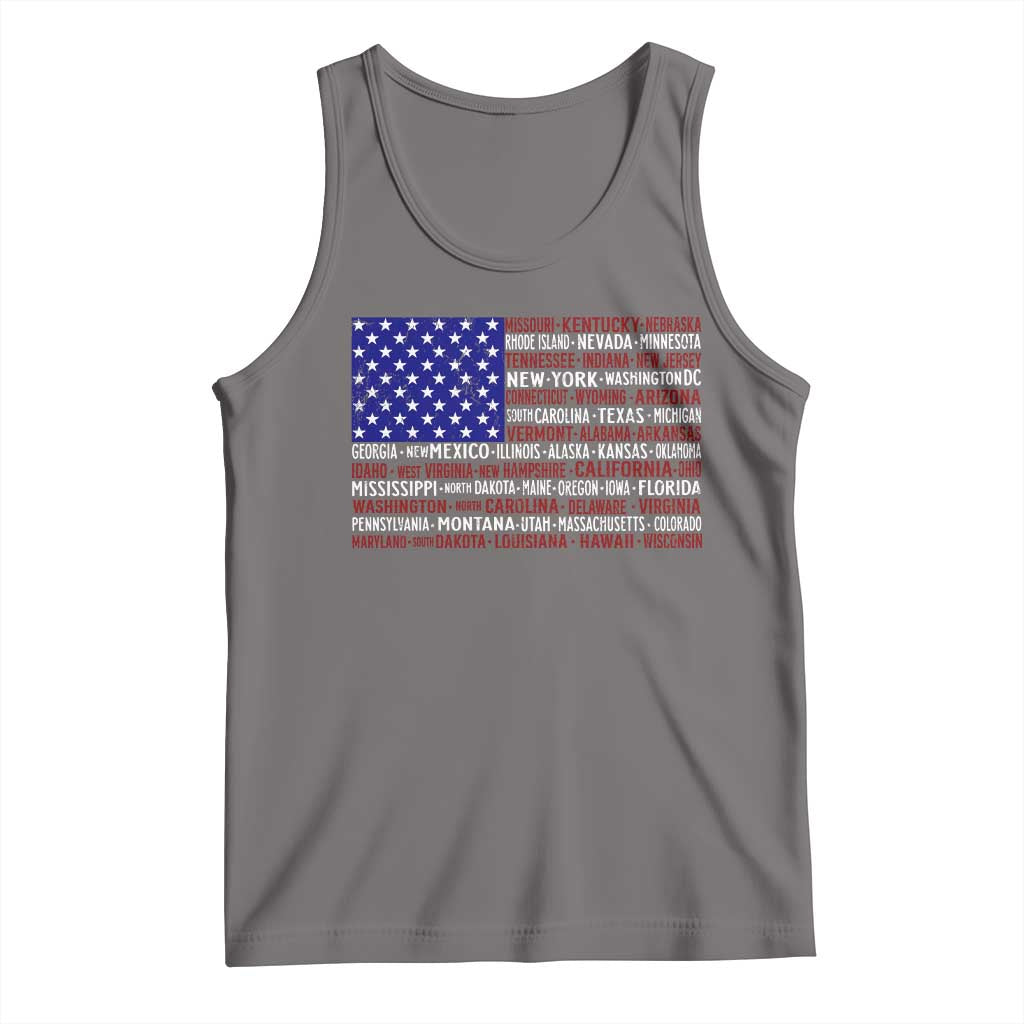 Vintage American Flag Tank Top With States 4th Of July - Wonder Print Shop