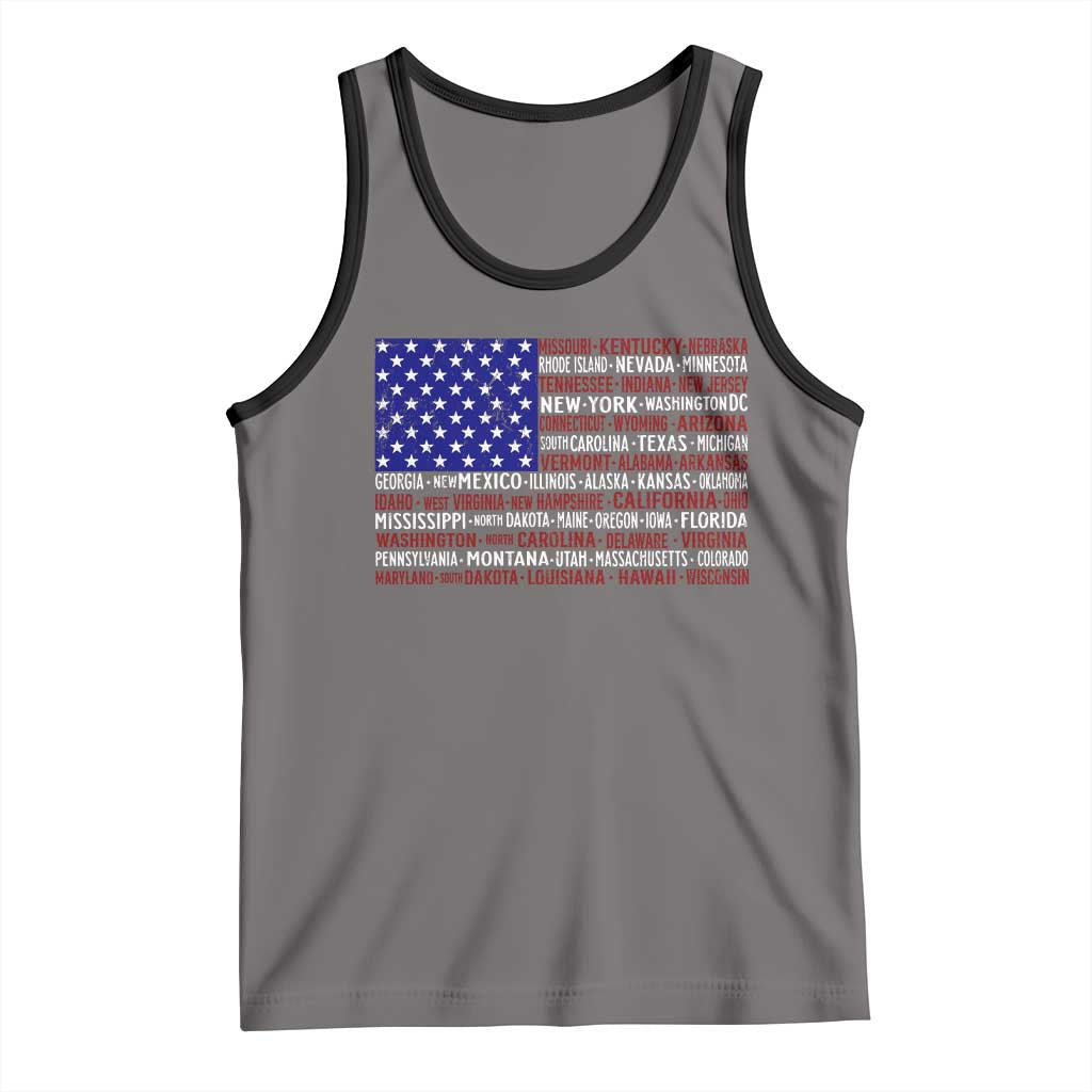 Vintage American Flag Tank Top With States 4th Of July - Wonder Print Shop