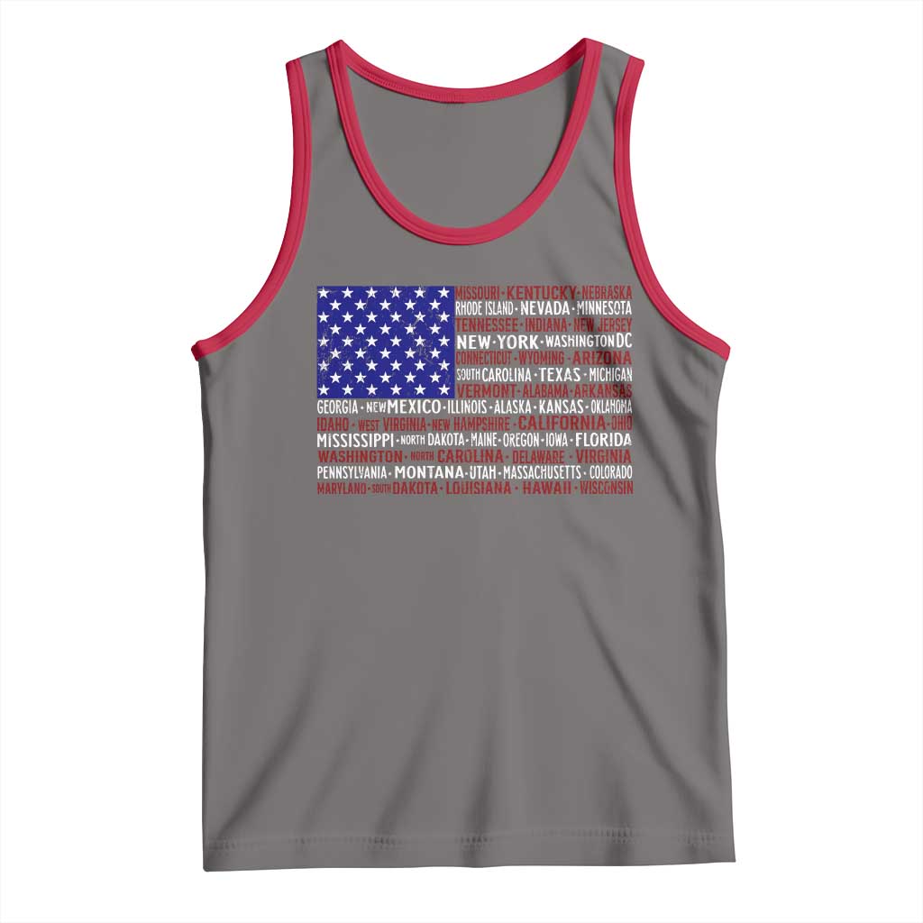 Vintage American Flag Tank Top With States 4th Of July - Wonder Print Shop