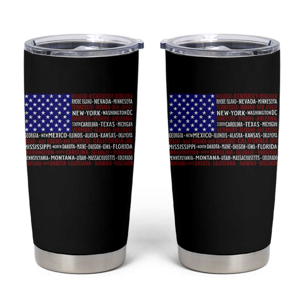 Vintage American Flag Tumbler Cup With States 4th Of July - Wonder Print Shop