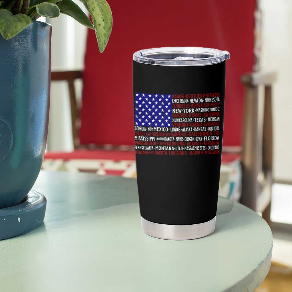 Vintage American Flag Tumbler Cup With States 4th Of July - Wonder Print Shop