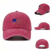 Vintage American Flag Washed Cotton Baseball Cap With States 4th Of July