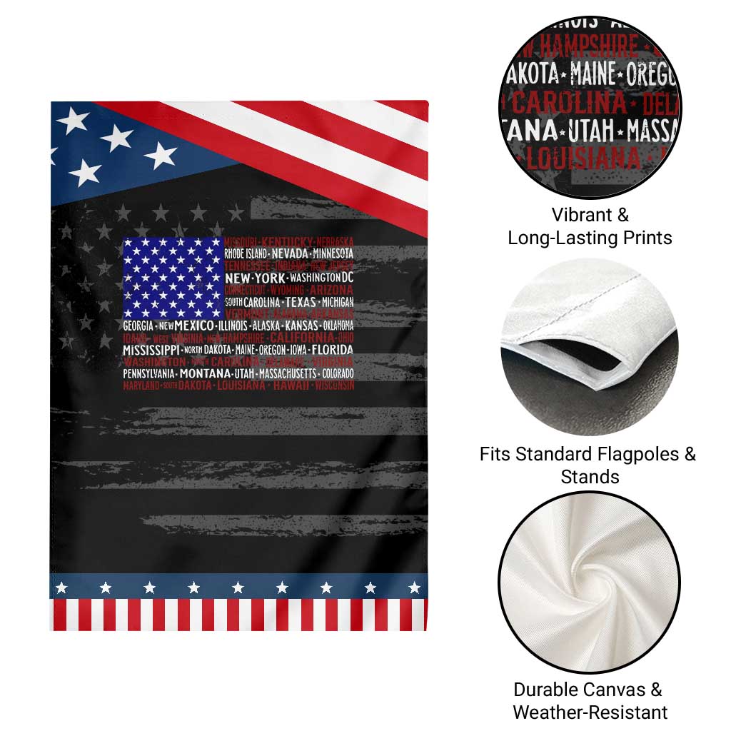 Vintage American Flag Garden Flag With States 4th Of July