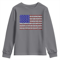 Vintage American Flag Youth Sweatshirt With States 4th Of July - Wonder Print Shop