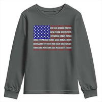 Vintage American Flag Youth Sweatshirt With States 4th Of July - Wonder Print Shop