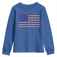 Vintage American Flag Youth Sweatshirt With States 4th Of July - Wonder Print Shop