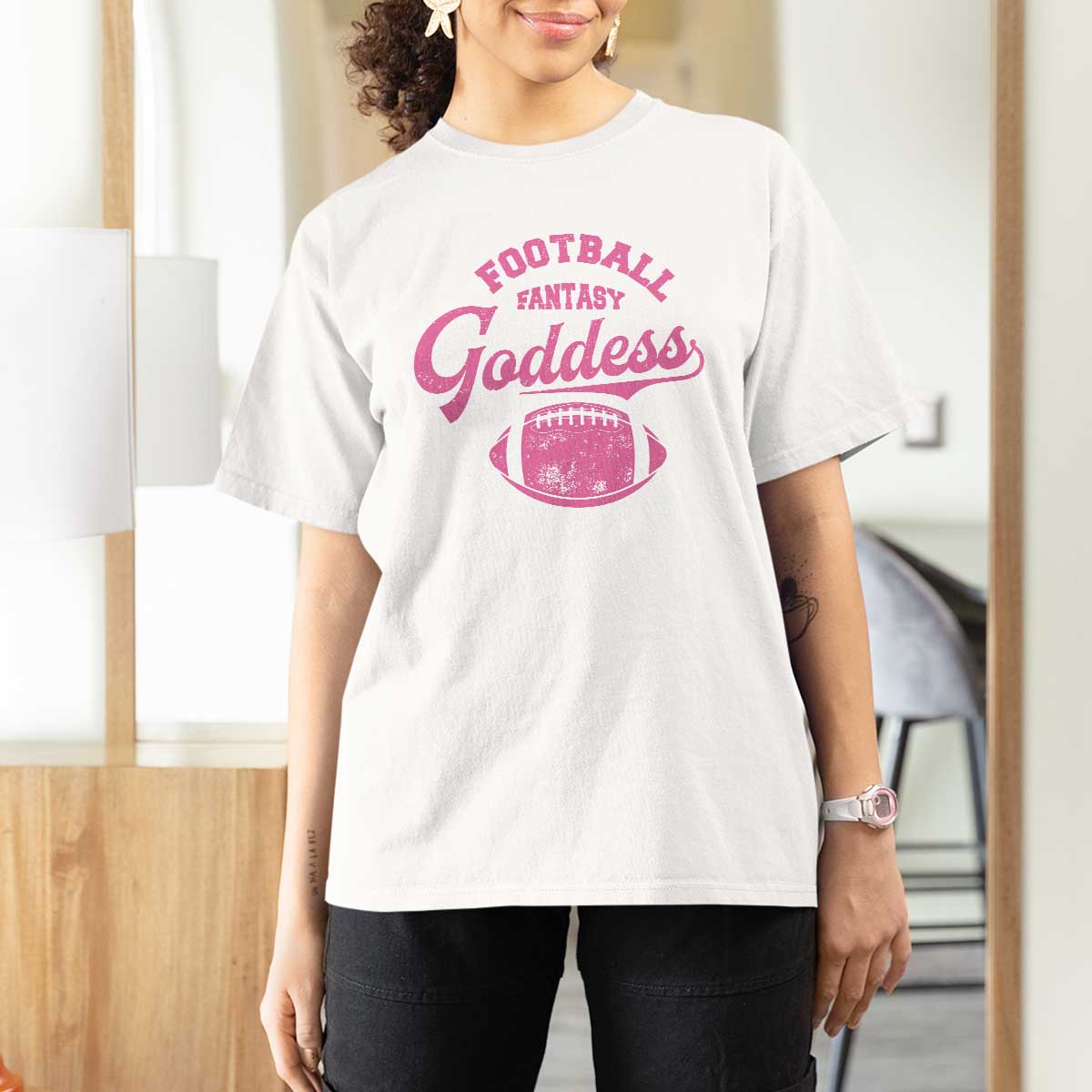 Fantasy Football Goddess T Shirt For Women Sports Party Gifts - Wonder Print Shop