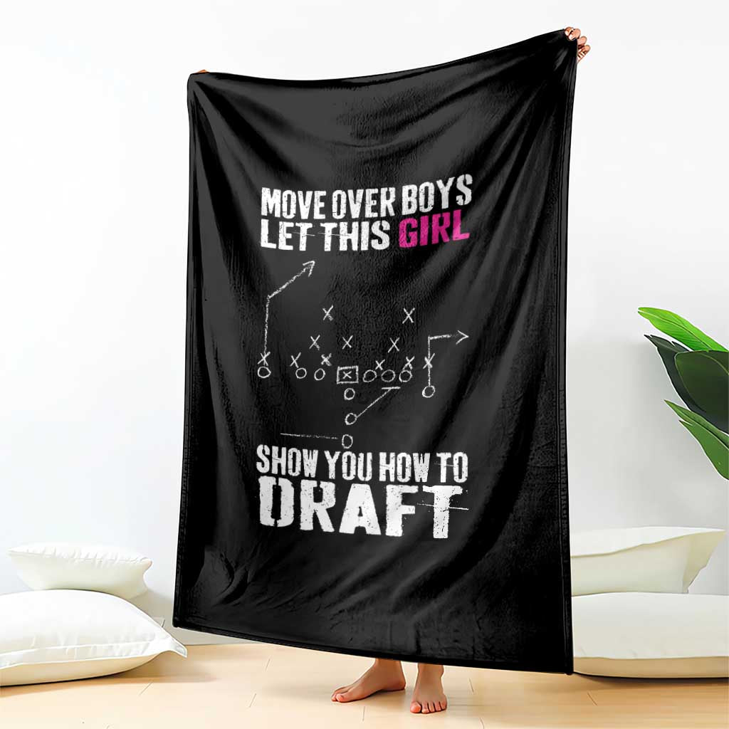 Girls Fantasy Football Throw Blanket Move Over Boys Draft Party Commish FFL - Wonder Print Shop