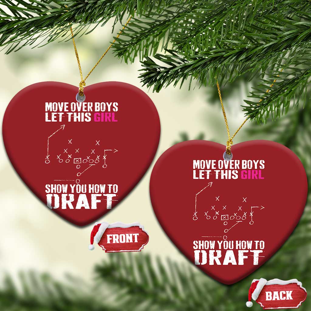Girls Fantasy Football Christmas Ornament Move Over Boys Draft Party Commish FFL - Wonder Print Shop