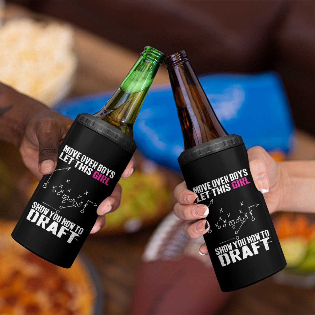 Girls Fantasy Football 4 in 1 Can Cooler Tumbler Move Over Boys Draft Party Commish FFL - Wonder Print Shop