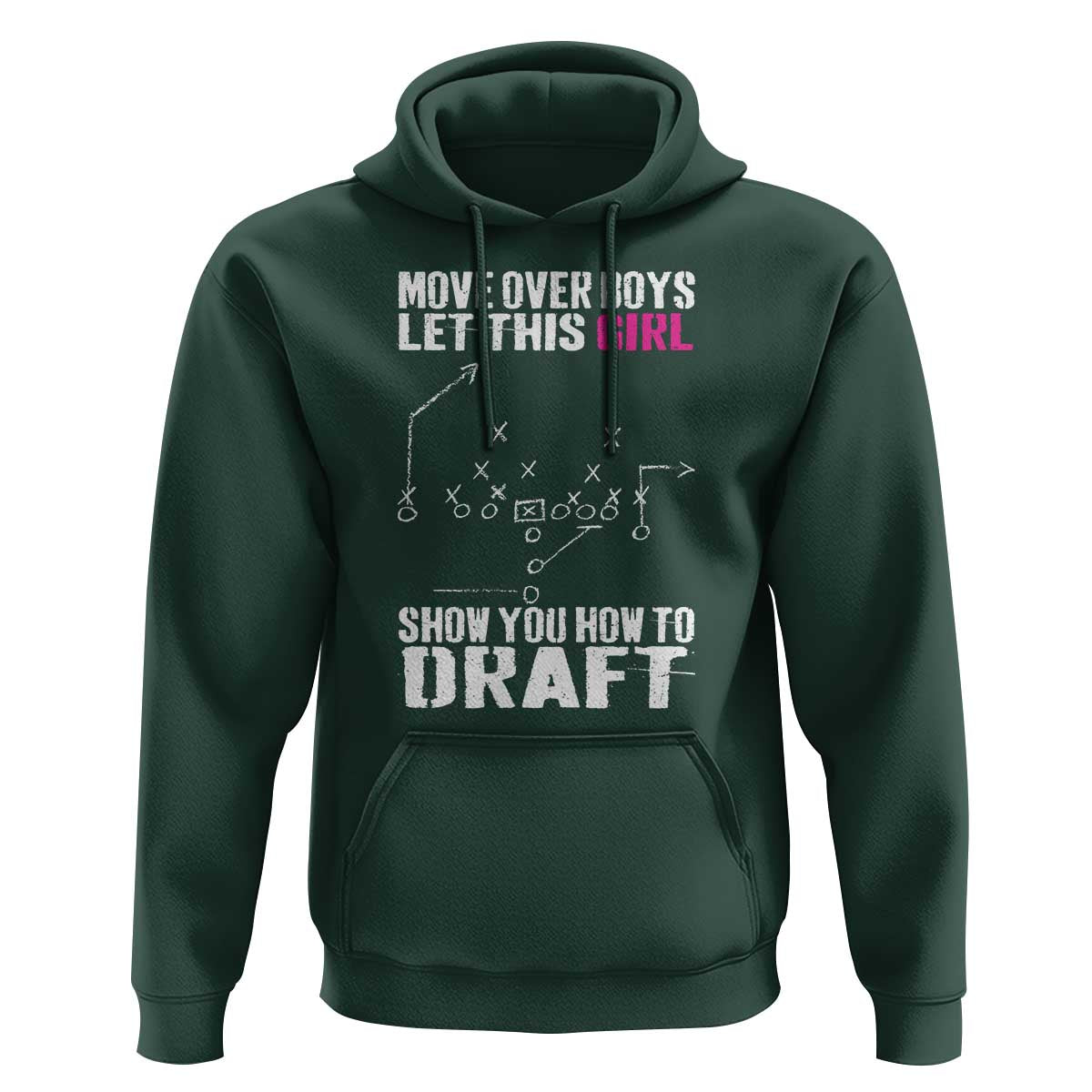 Girls Fantasy Football Hoodie Move Over Boys Draft Party Commish FFL - Wonder Print Shop