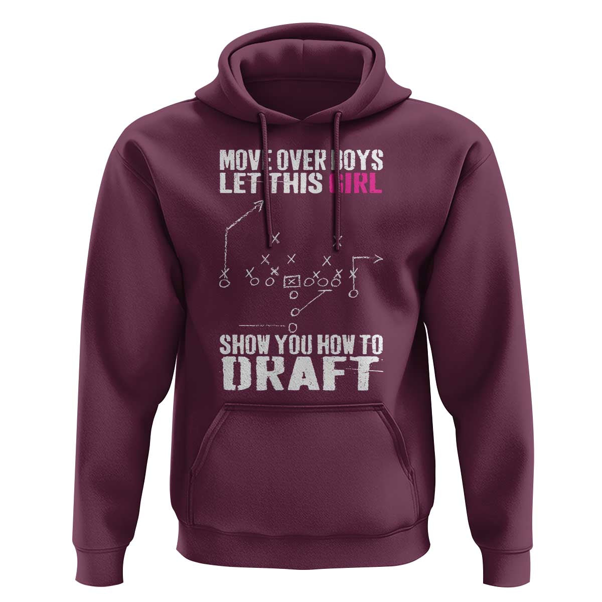 Girls Fantasy Football Hoodie Move Over Boys Draft Party Commish FFL - Wonder Print Shop