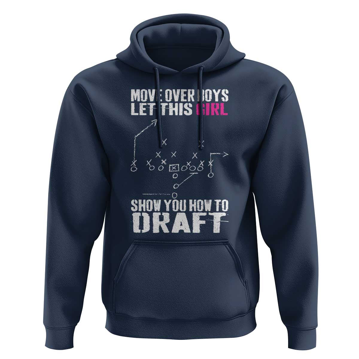 Girls Fantasy Football Hoodie Move Over Boys Draft Party Commish FFL - Wonder Print Shop