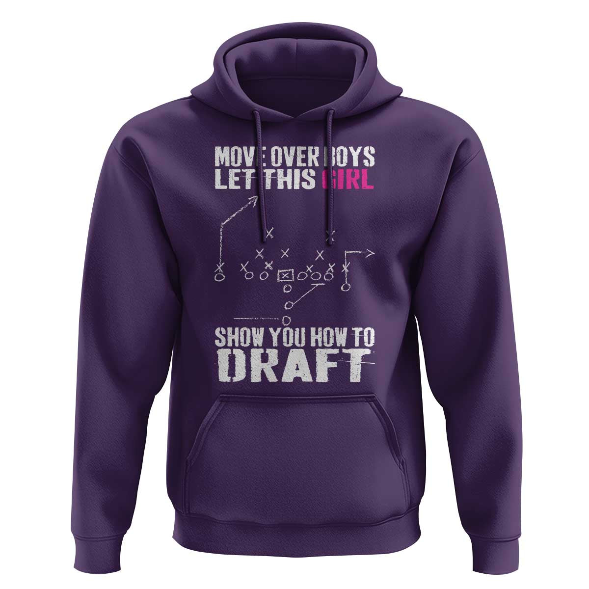 Girls Fantasy Football Hoodie Move Over Boys Draft Party Commish FFL - Wonder Print Shop