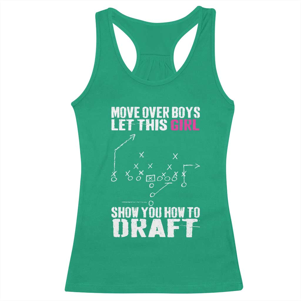 Girls Fantasy Football Racerback Tank Top Move Over Boys Draft Party Commish FFL - Wonder Print Shop
