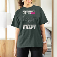Girls Fantasy Football T Shirt For Women Move Over Boys Draft Party Commish FFL - Wonder Print Shop