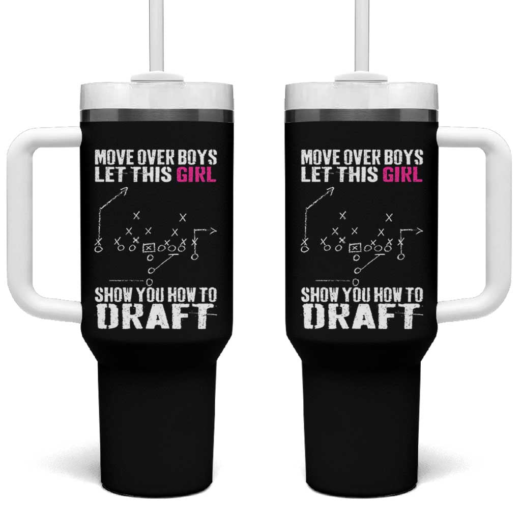 Girls Fantasy Football Tumbler With Handle Move Over Boys Draft Party Commish FFL - Wonder Print Shop