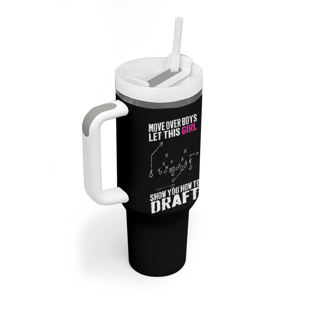 Girls Fantasy Football Tumbler With Handle Move Over Boys Draft Party Commish FFL - Wonder Print Shop