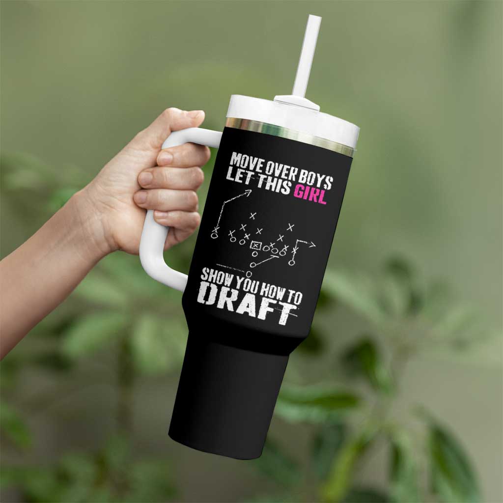 Girls Fantasy Football Tumbler With Handle Move Over Boys Draft Party Commish FFL - Wonder Print Shop