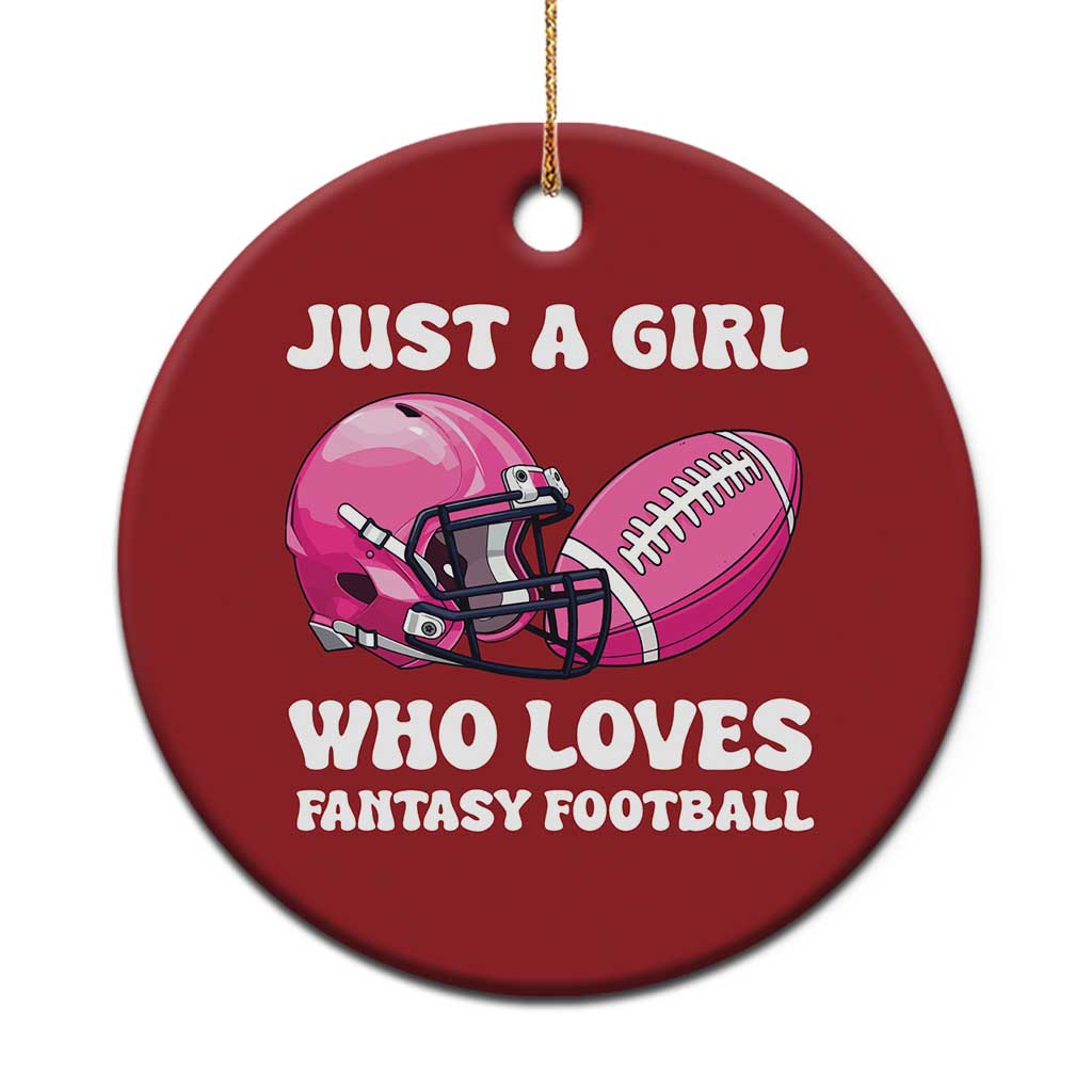 Funny Just A Girl Who Loves Fantasy Football Christmas Ornament - Wonder Print Shop