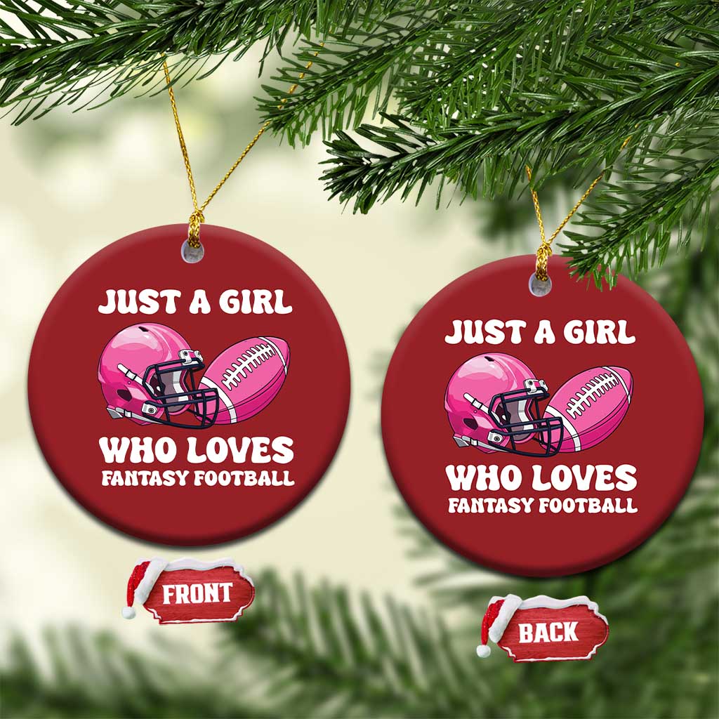 Funny Just A Girl Who Loves Fantasy Football Christmas Ornament - Wonder Print Shop