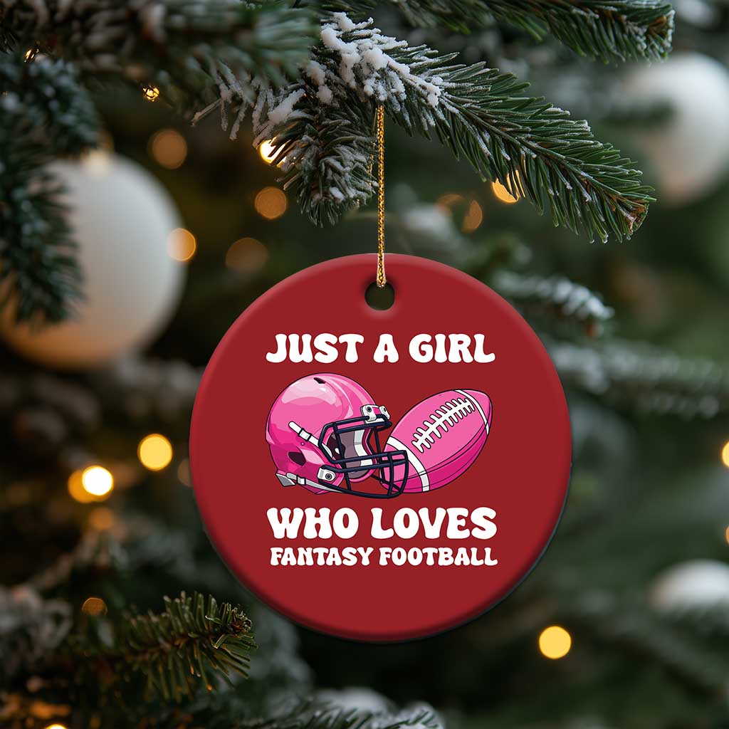 Funny Just A Girl Who Loves Fantasy Football Christmas Ornament - Wonder Print Shop