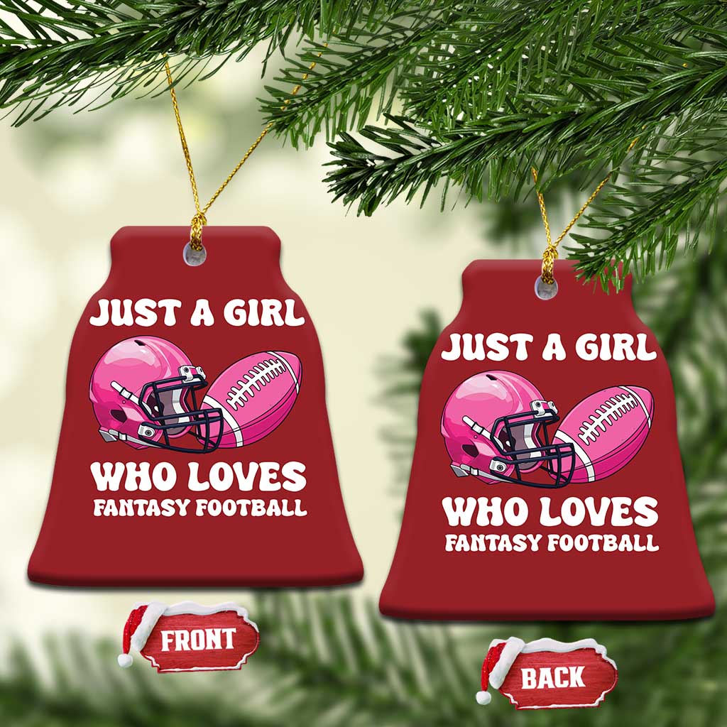 Funny Just A Girl Who Loves Fantasy Football Christmas Ornament - Wonder Print Shop