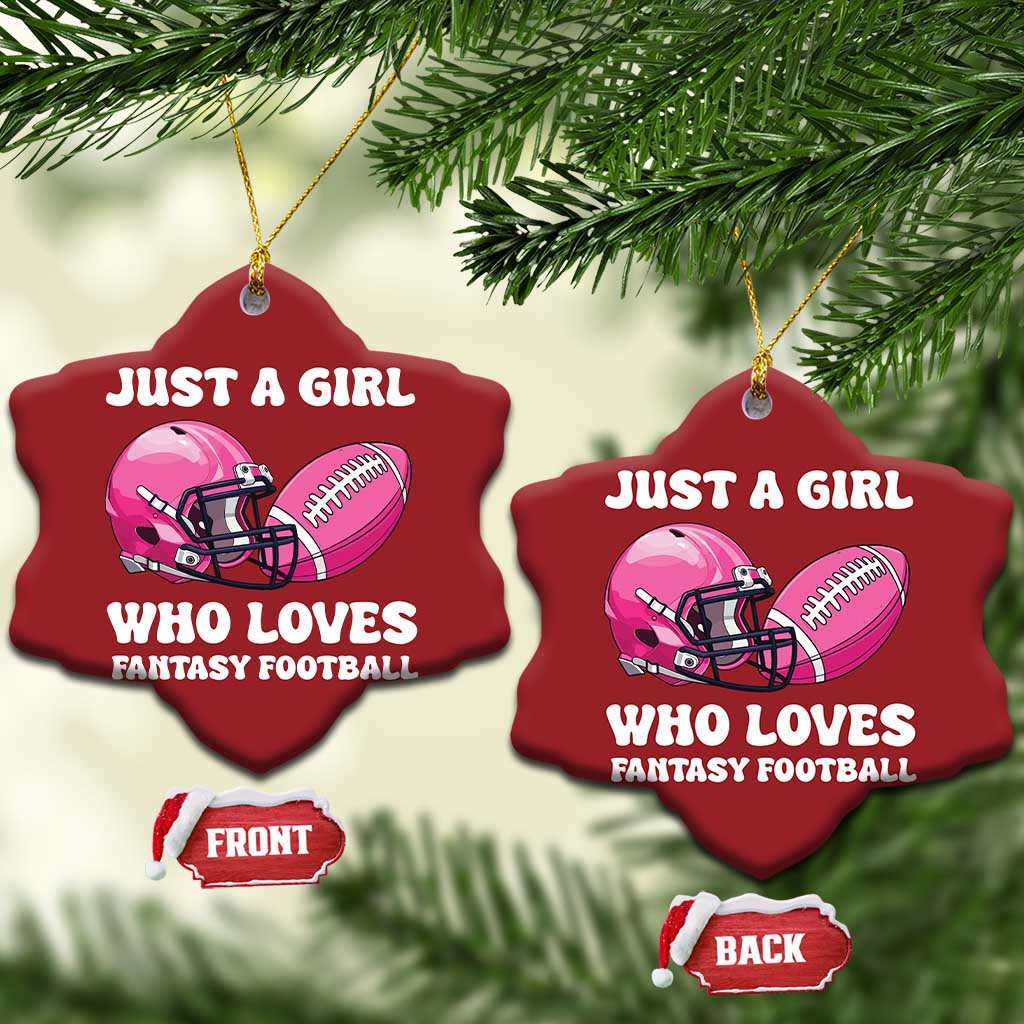 Funny Just A Girl Who Loves Fantasy Football Christmas Ornament - Wonder Print Shop