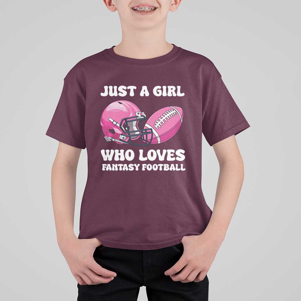 Funny Just A Girl Who Loves Fantasy Football T Shirt For Kid - Wonder Print Shop