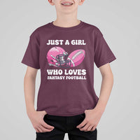Funny Just A Girl Who Loves Fantasy Football T Shirt For Kid - Wonder Print Shop