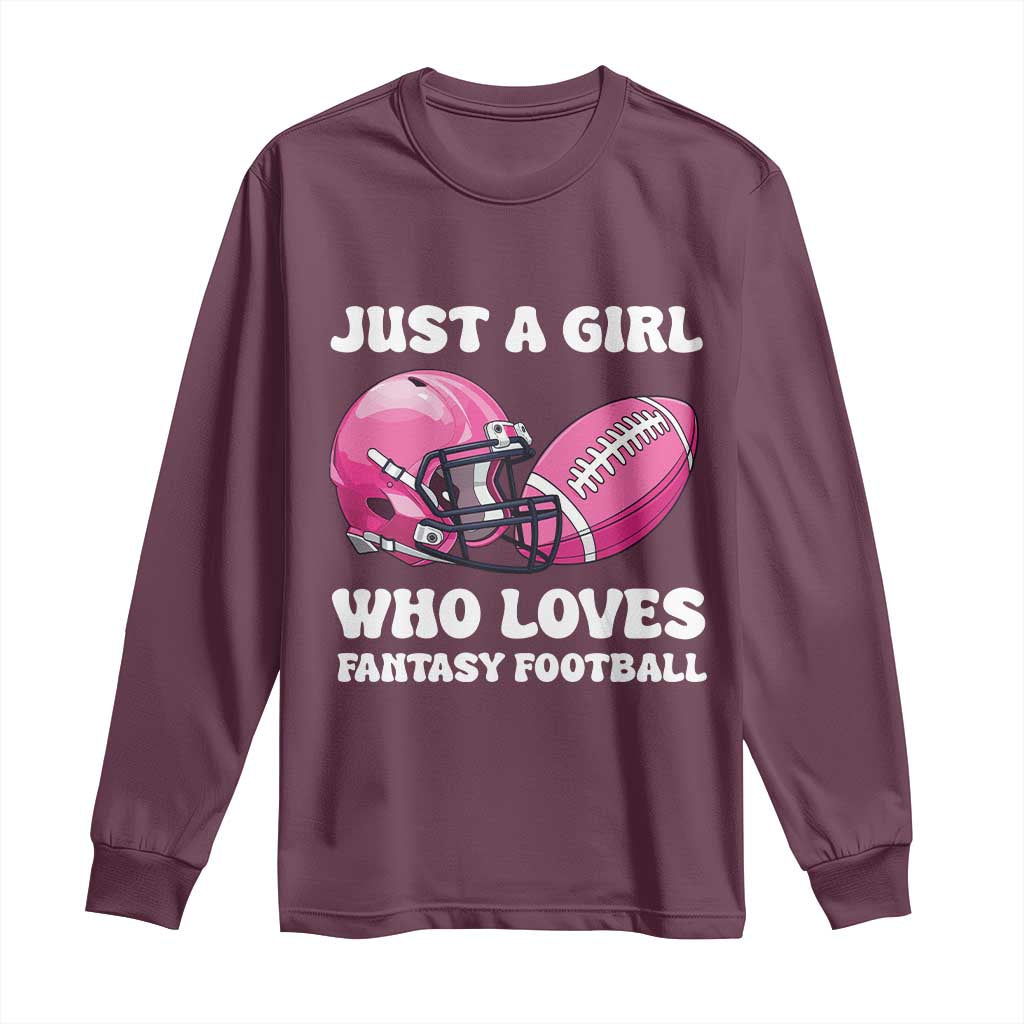 Funny Just A Girl Who Loves Fantasy Football Long Sleeve Shirt - Wonder Print Shop