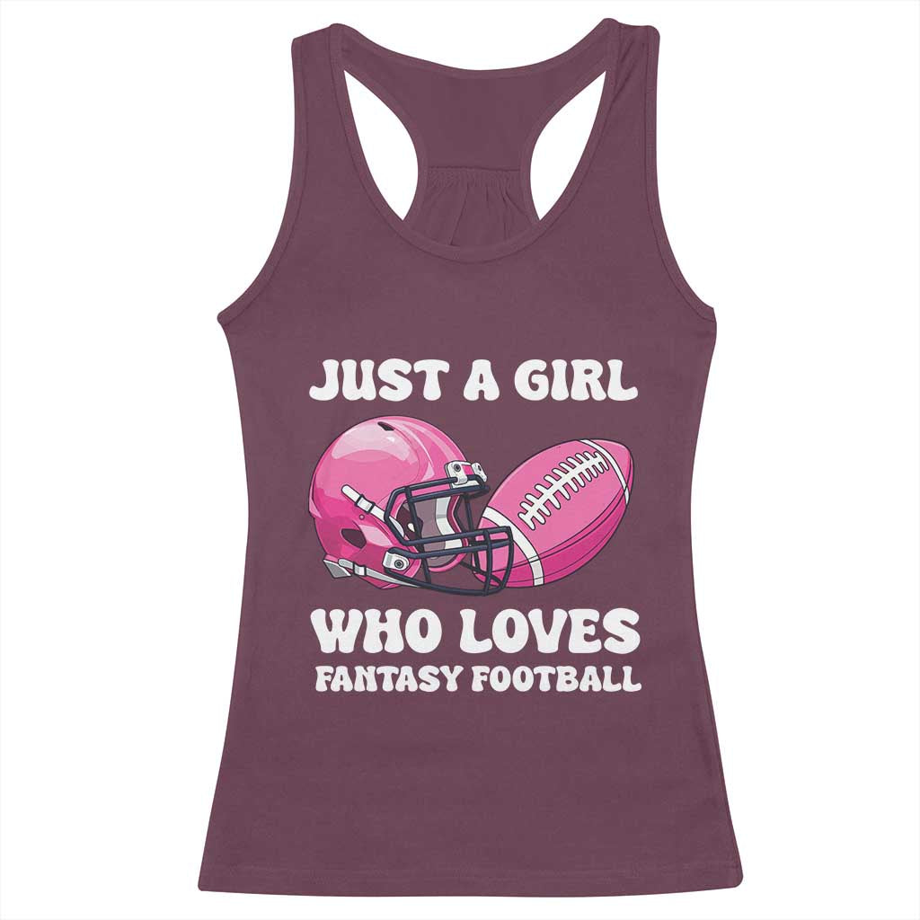 Funny Just A Girl Who Loves Fantasy Football Racerback Tank Top - Wonder Print Shop